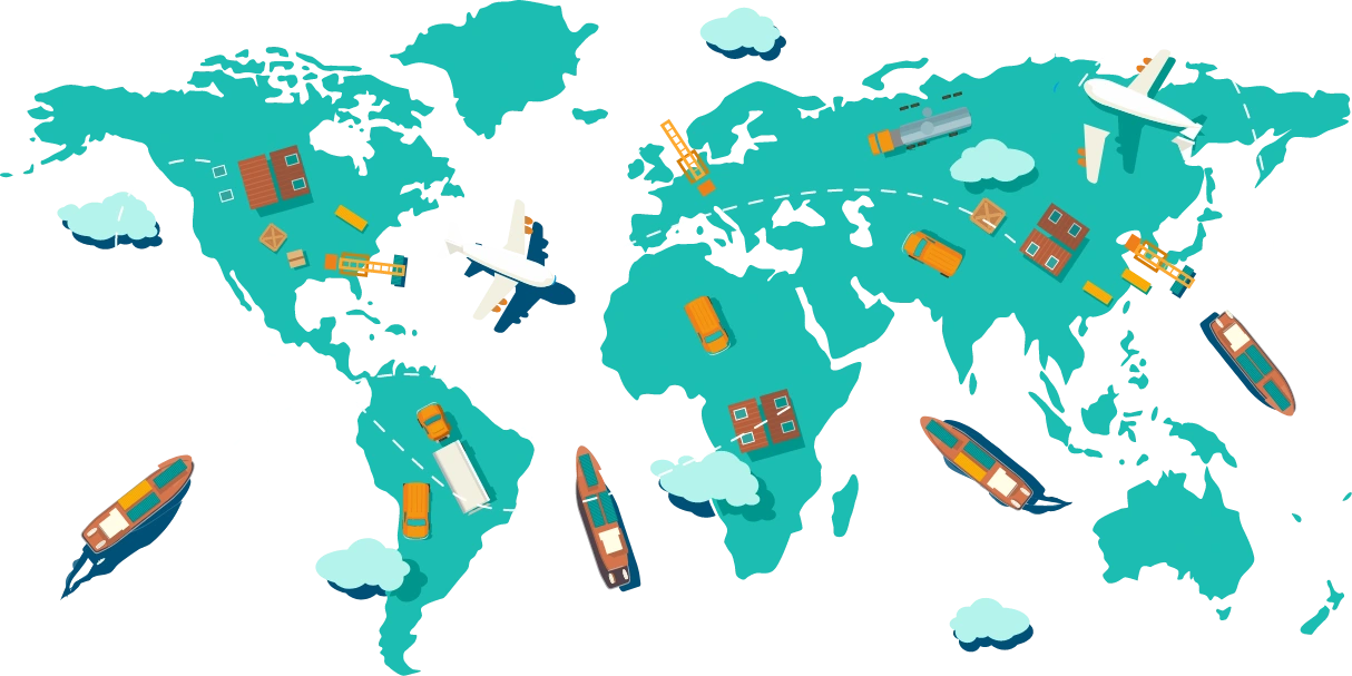 World map representing global trade operations